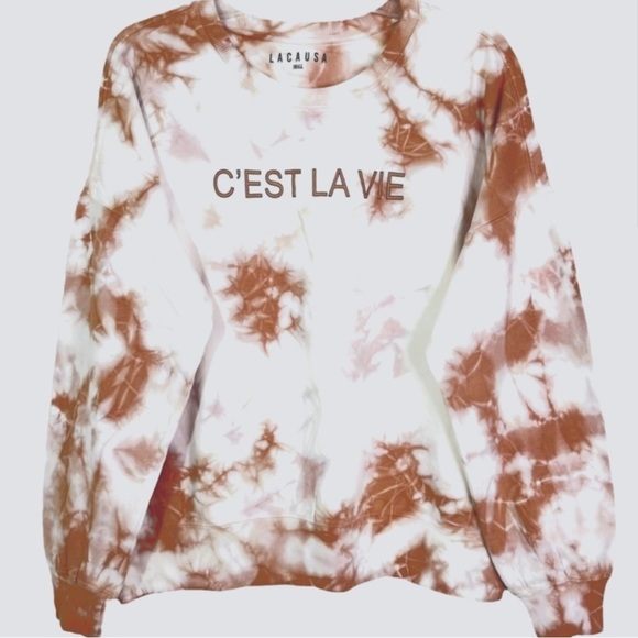 LACAUSA | Size Small NWT Tie Dye C’est La Vie Sweatshirt - Picture 13 of 14